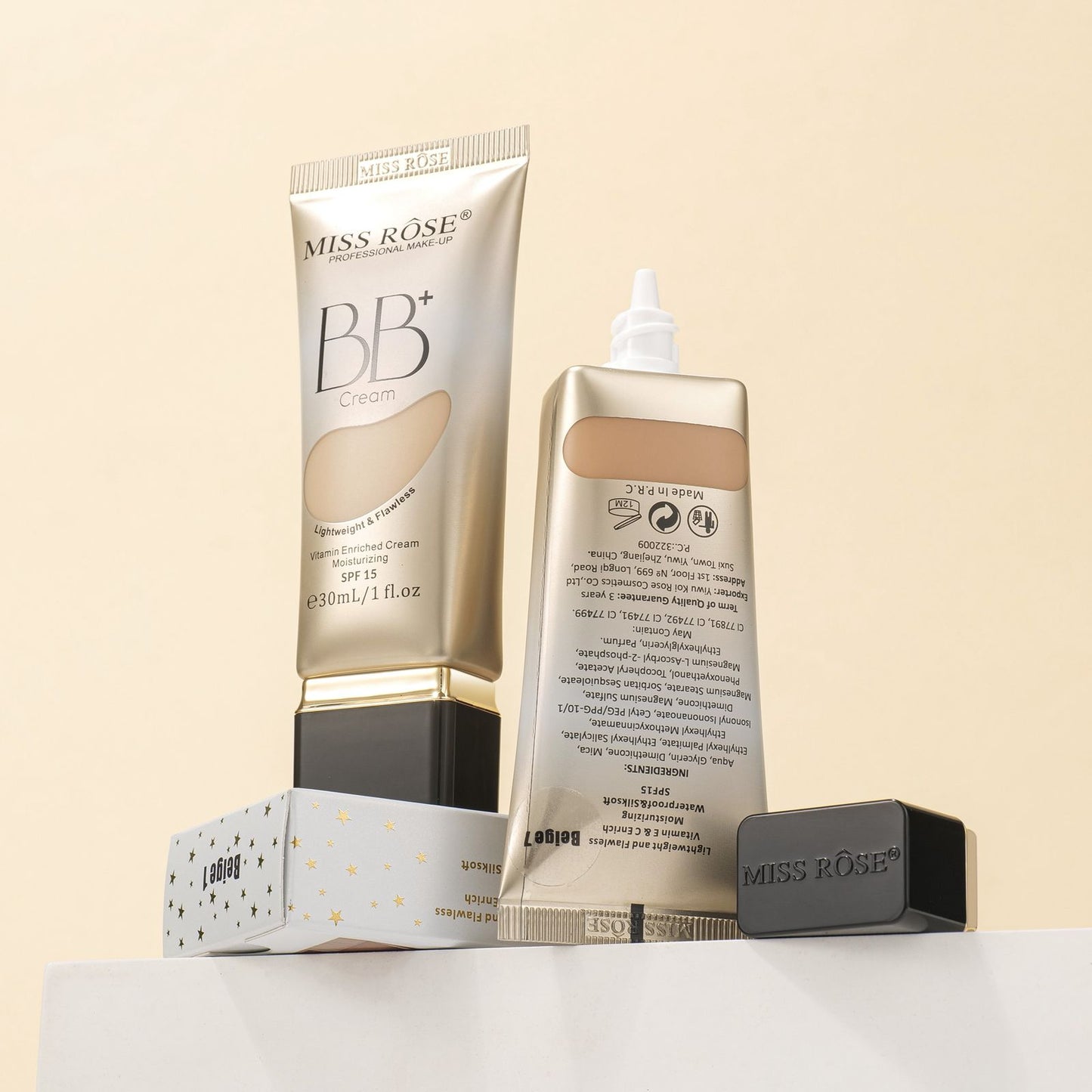 Miss Rose Lightweight & Flawless BB Cream | Enriched With Vitamin-C & E | Moisturizing | SPF 15