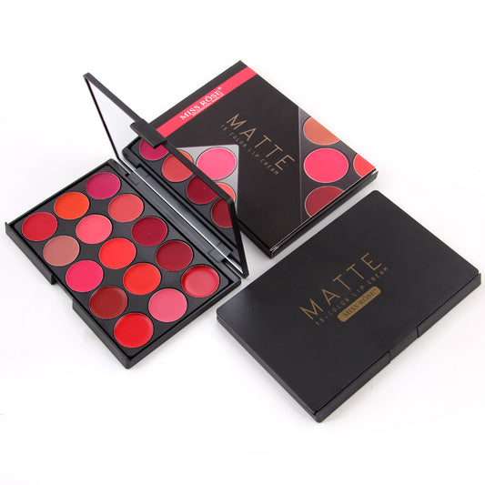 Miss Rose 15 Color Creamy Lipstick Palette | 7301-041I