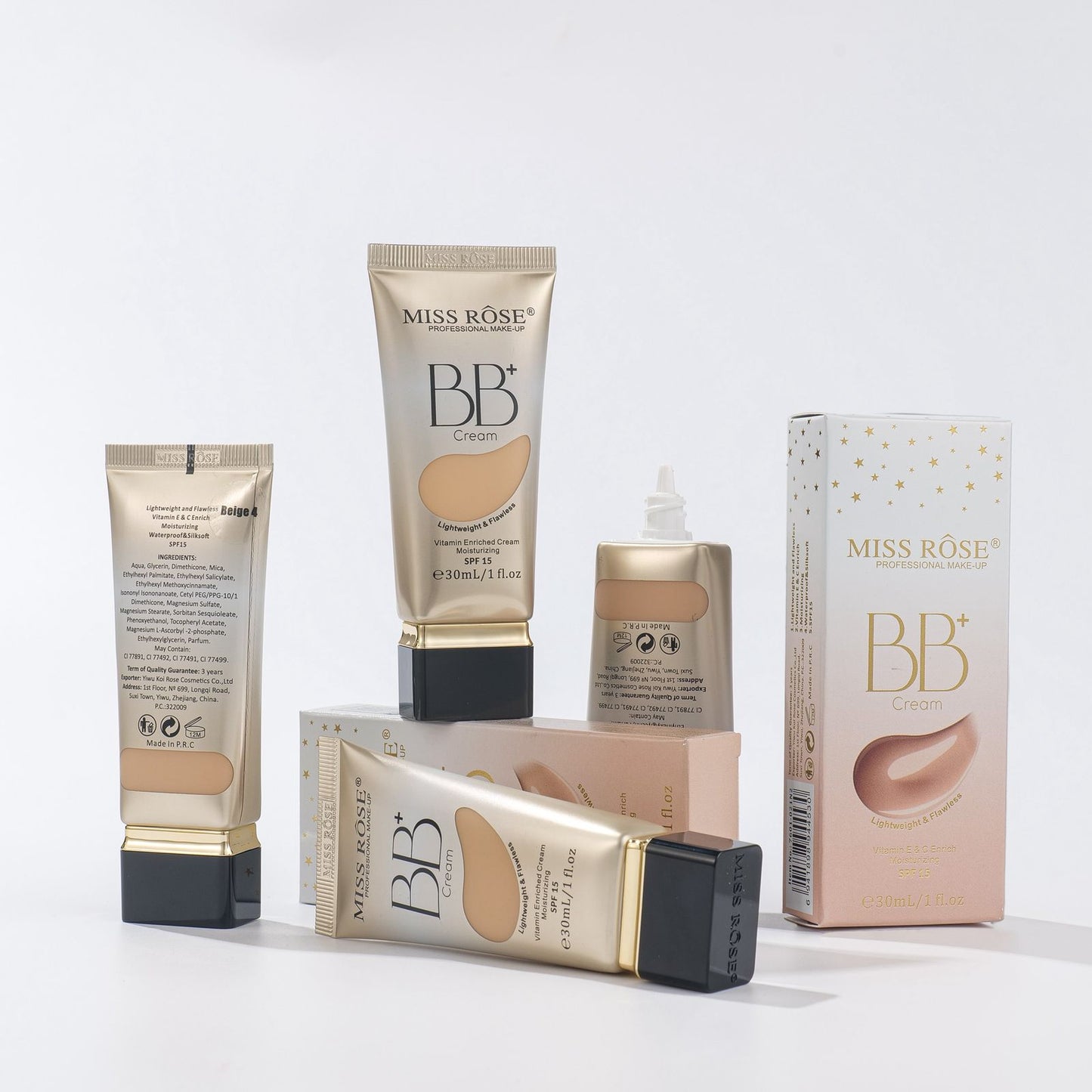 Miss Rose Lightweight & Flawless BB Cream | Enriched With Vitamin-C & E | Moisturizing | SPF 15