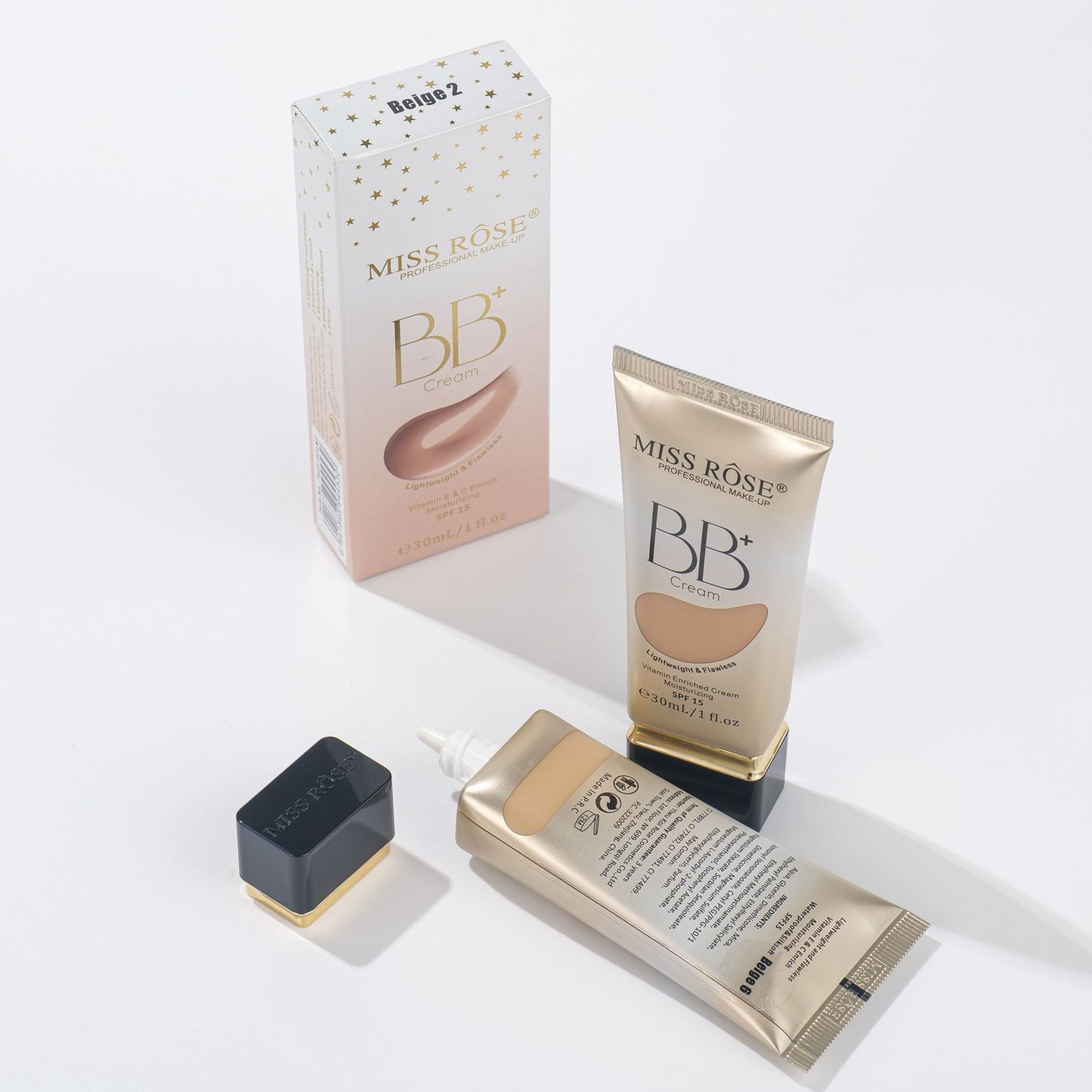 Miss Rose Lightweight & Flawless BB Cream | Enriched With Vitamin-C & E | Moisturizing | SPF 15