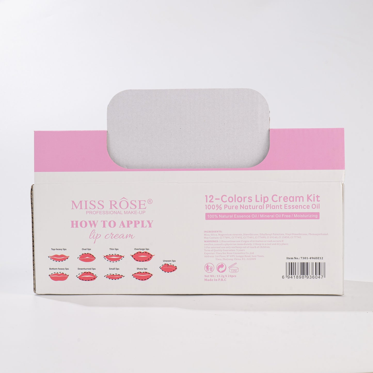 Miss Rose 12-Color Creamy Lipstick Palette | 7301-496DZ12