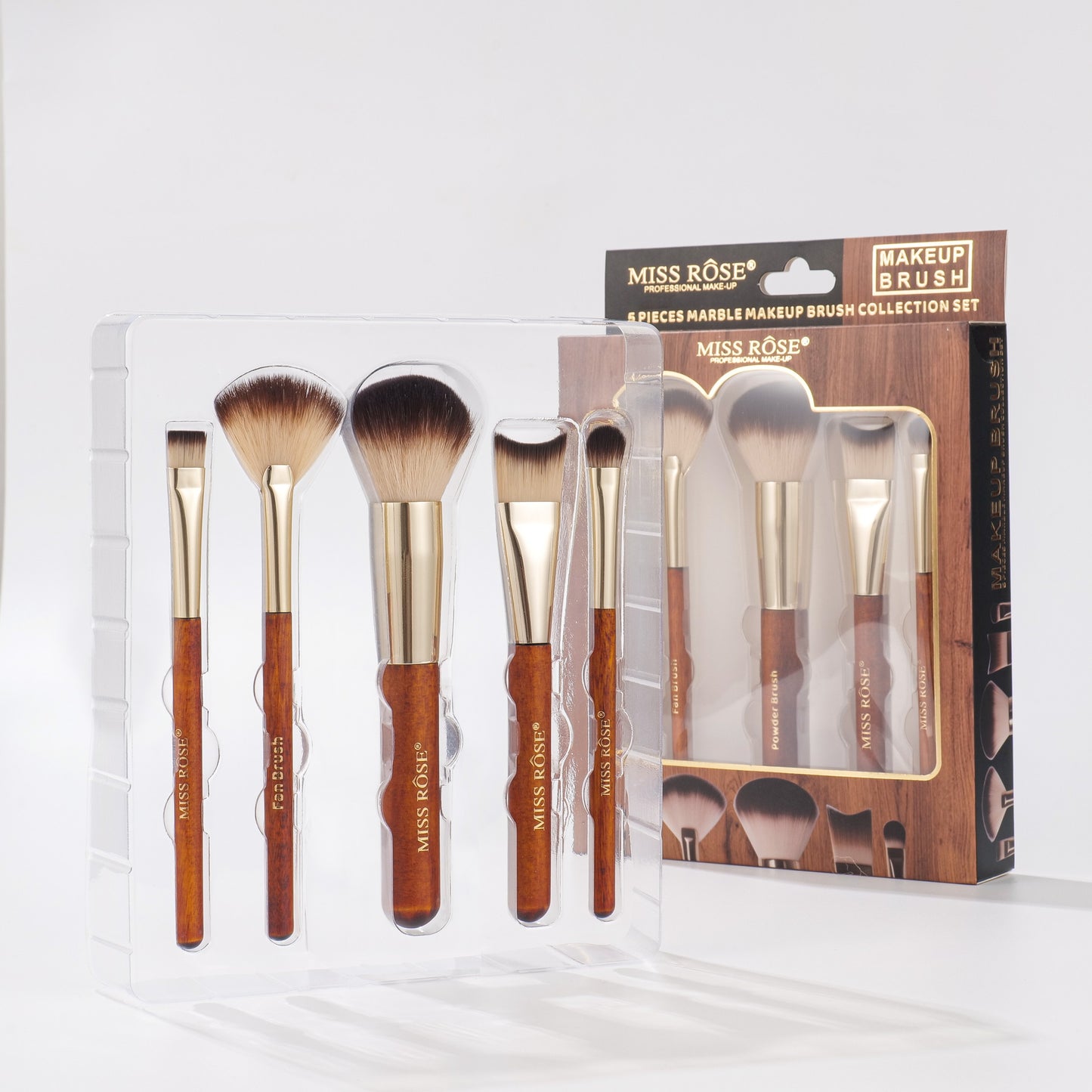 Miss Rose 5 Pieces Marble Makeup Brush Set