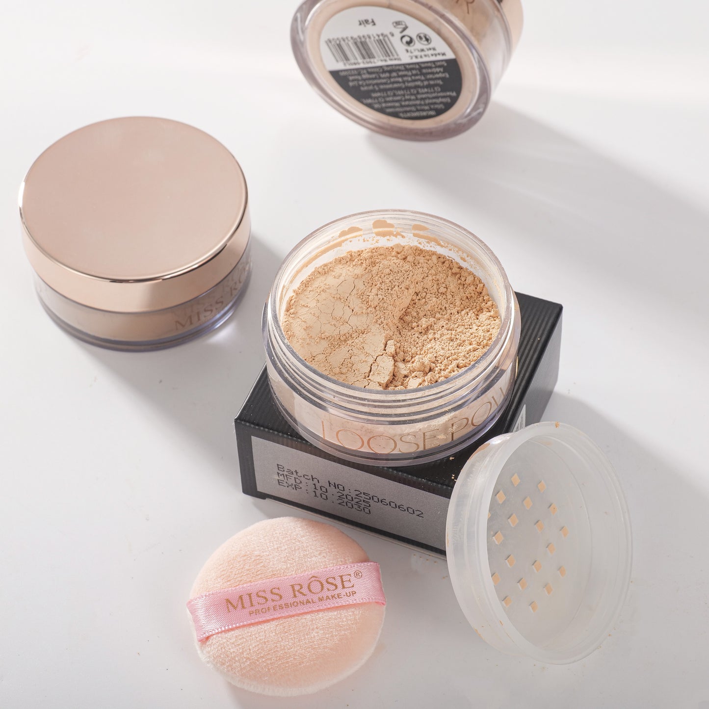 Miss Rose Cylindrical Bottle With Matte Gold Cap Loose Powder | 7003-080M