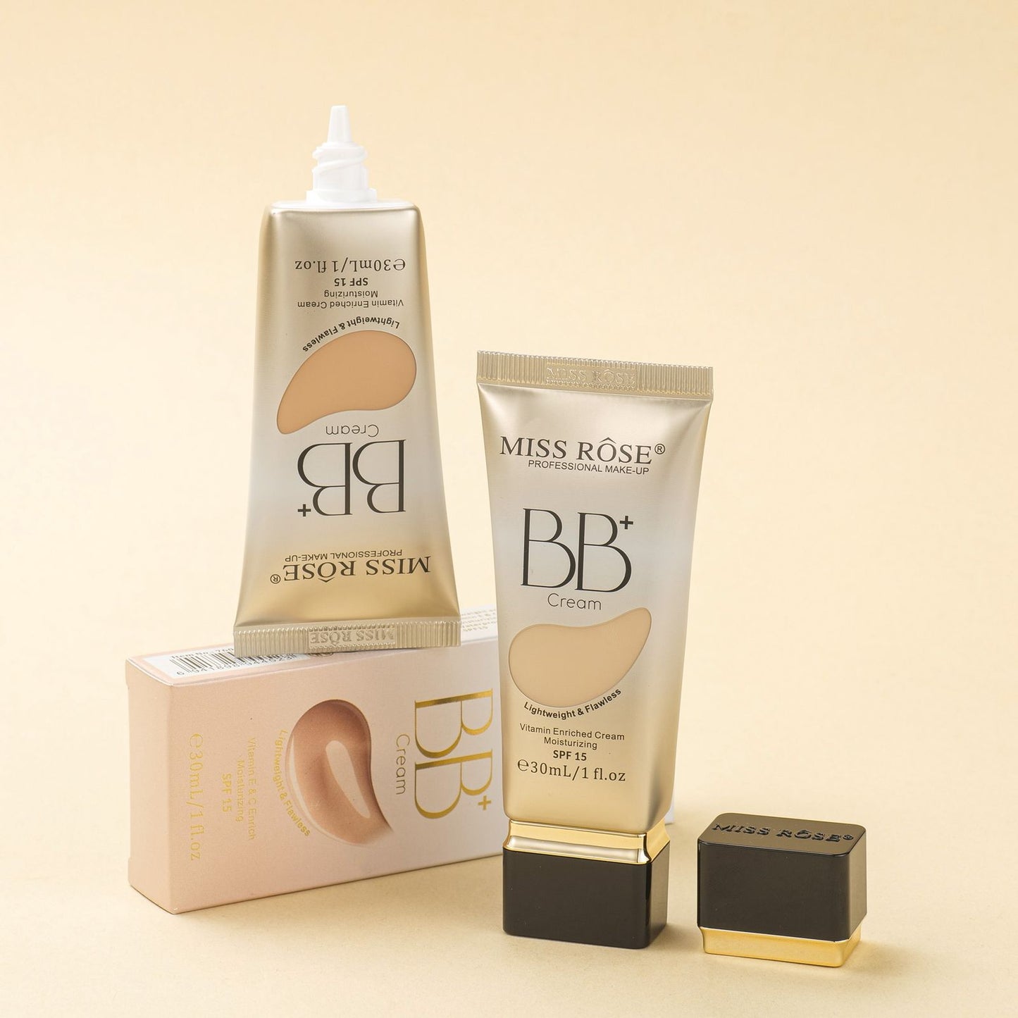 Miss Rose Lightweight & Flawless BB Cream | Enriched With Vitamin-C & E | Moisturizing | SPF 15