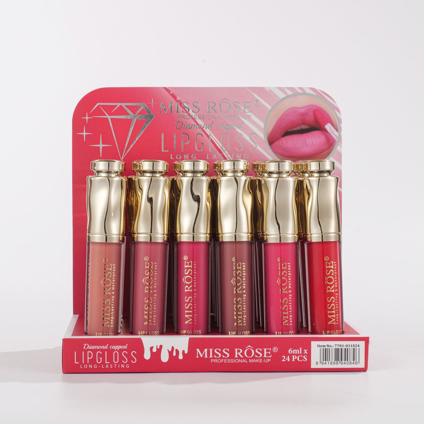 Miss Rose Diamond Capped Longlasting Lipgloss Set | 7701-011S24