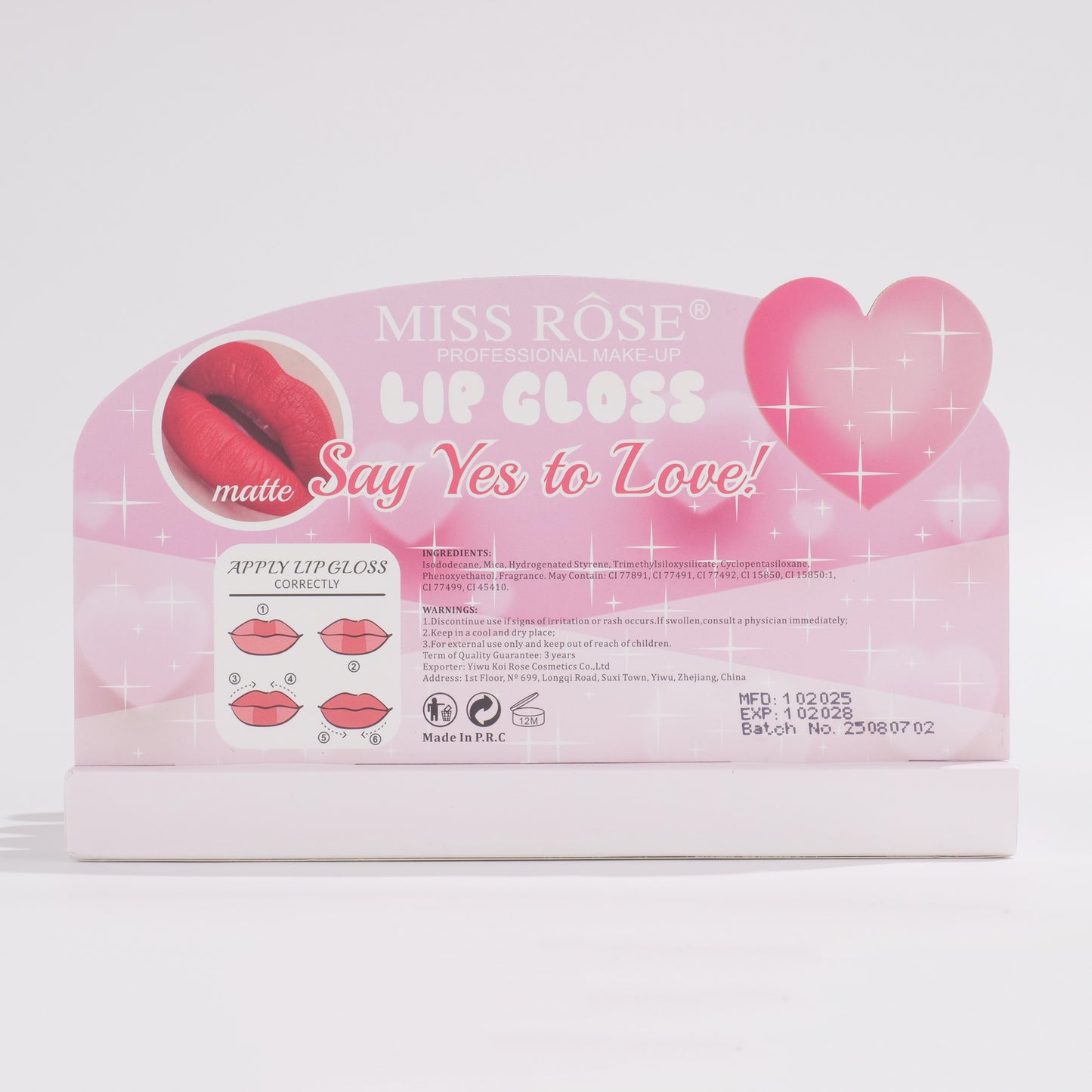 Miss Rose Say Yes To Love Lipgloss | 7701-028S24