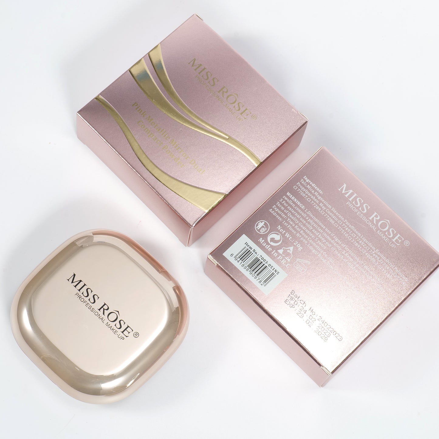 Miss Rose Metallic Mirror Compact Powder | 7003-051N