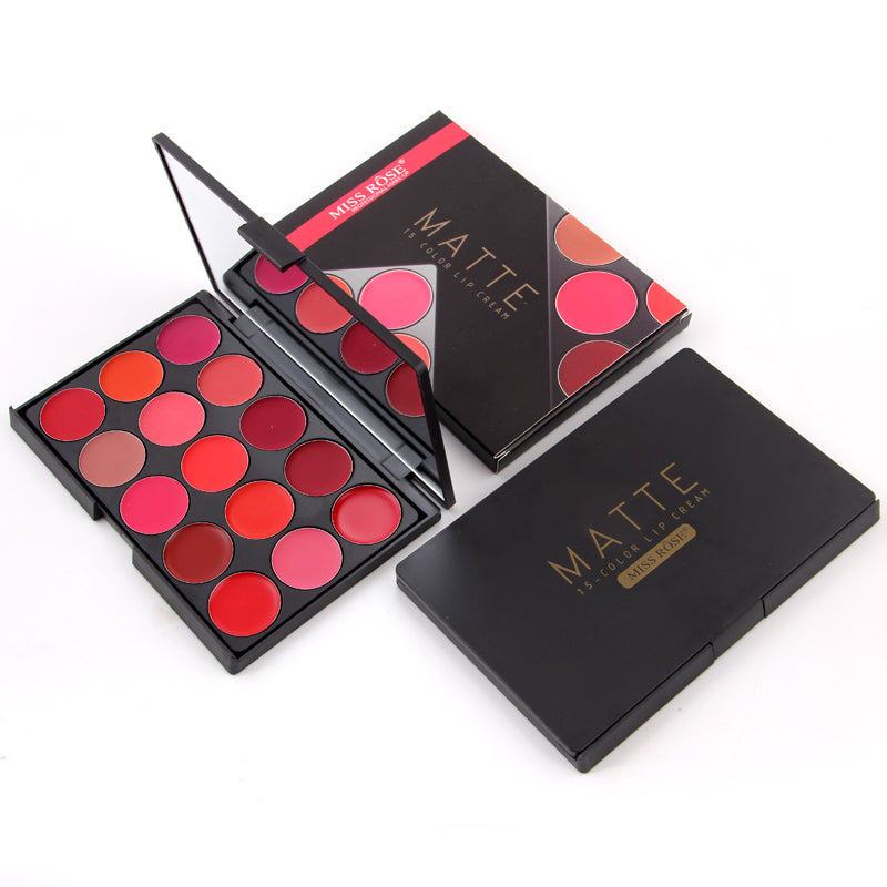 Miss Rose 15 Color Creamy Lipstick Palette | 7301-041I