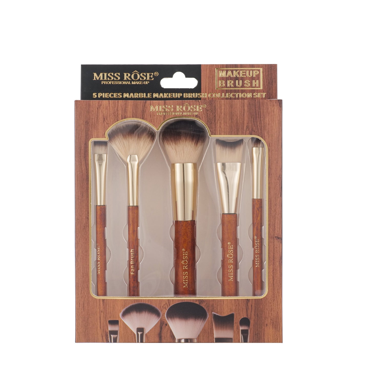 Miss Rose 5 Pieces Marble Makeup Brush Set